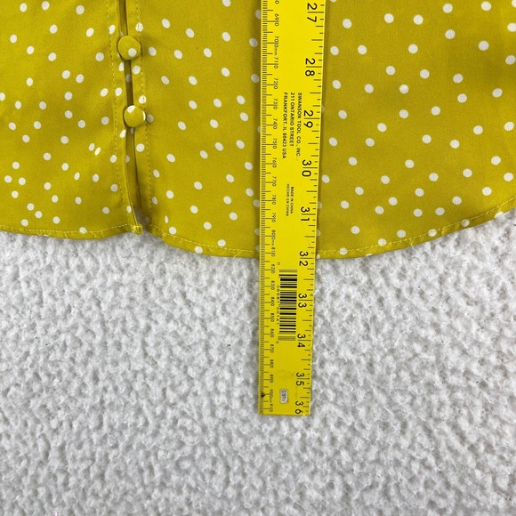 Torrid Yellow White Polka‎ Dot Print V-Neck Shirt Womens Roll Tab Sleeve Size 3X - Picture 8 of 11